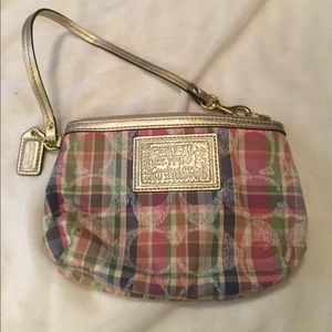 Coach plaid wristlet